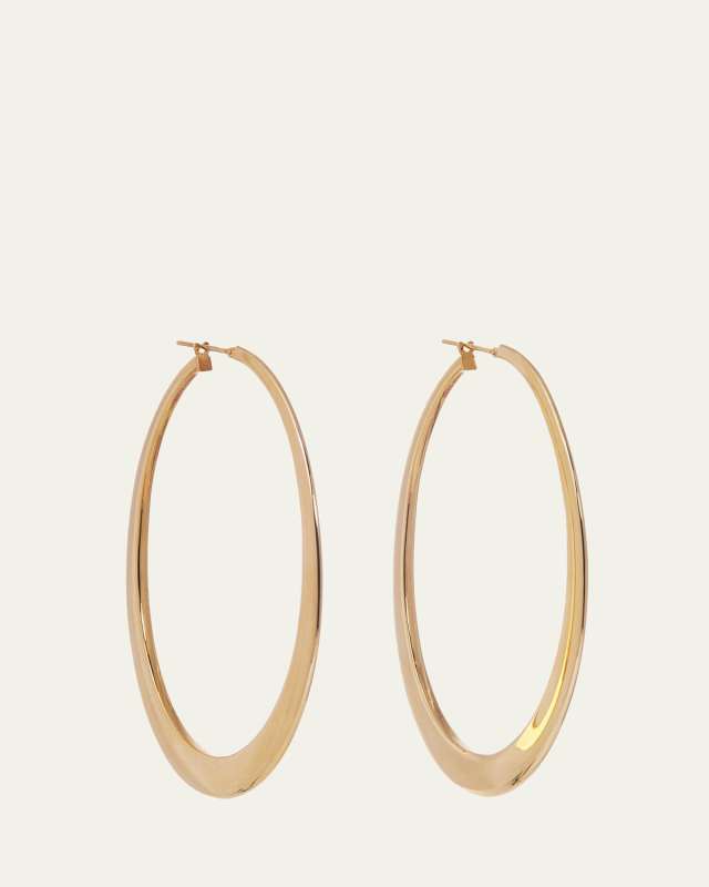 18K Yellow Gold Crescent Hoop Earrings